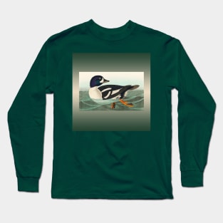 Common Goldeneye Duck Birder Antique Look Birding Water Foul Long Sleeve T-Shirt